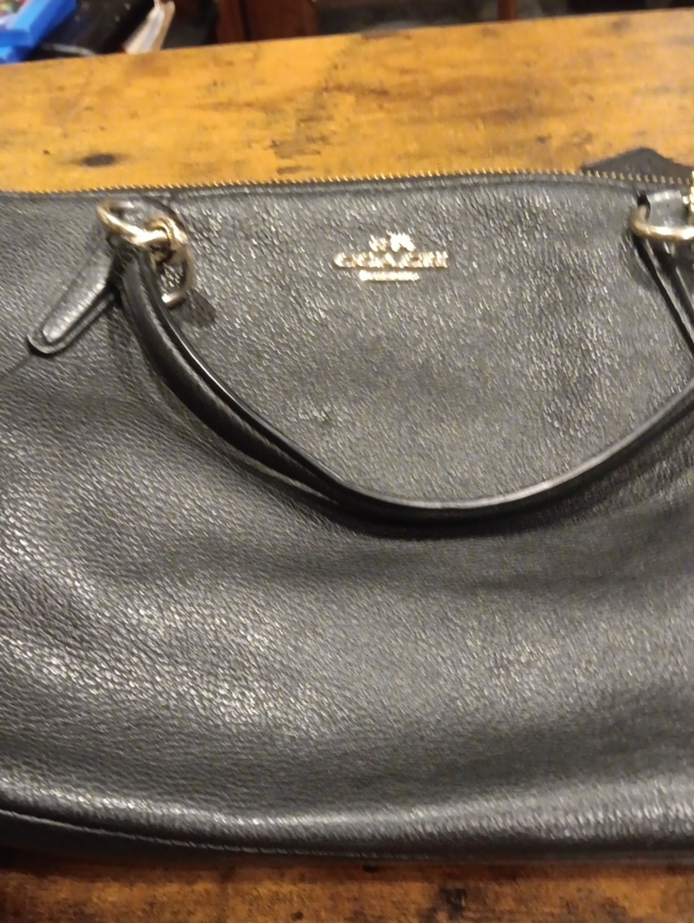 Authentic Coach Small Kelsey Satchel in Black Pebble Leather (Style F36675)